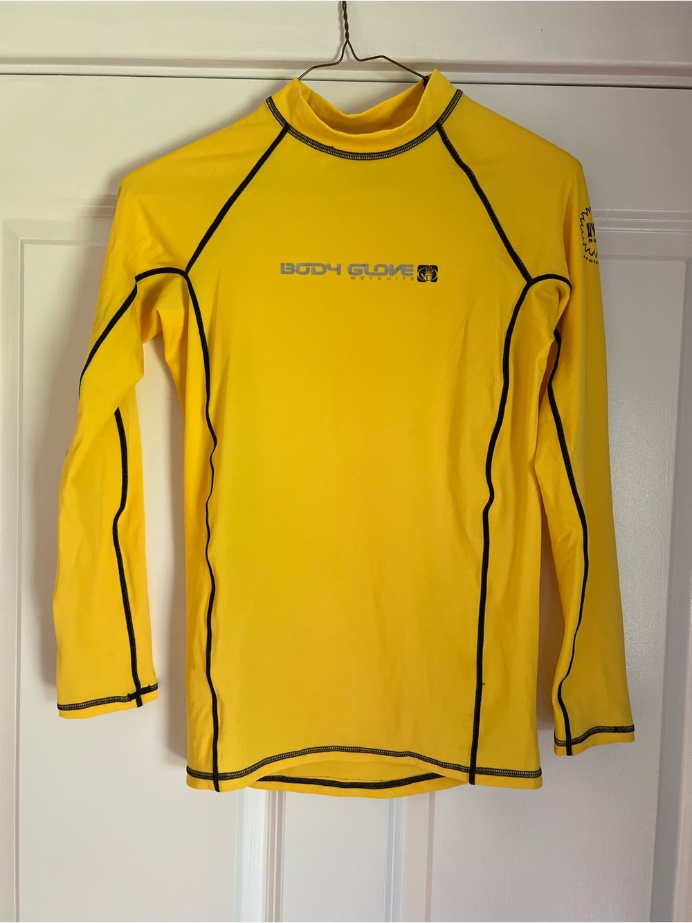 Body Glove Men’s Yellow Long-Sleeve Rash Guard with Black Stitching